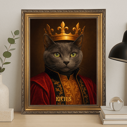 Kot władca w koronie - portret na płótnie dla miłośnika kotów - StwórzPrezent.pl