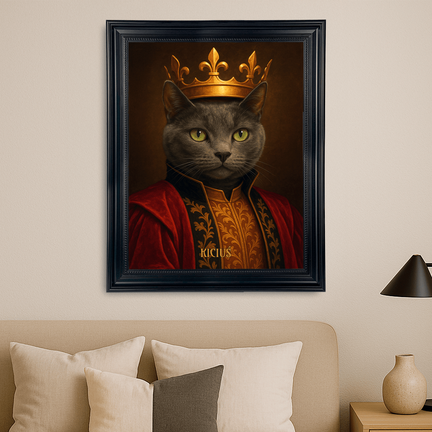 Kot władca w koronie - portret na płótnie dla miłośnika kotów - StwórzPrezent.pl