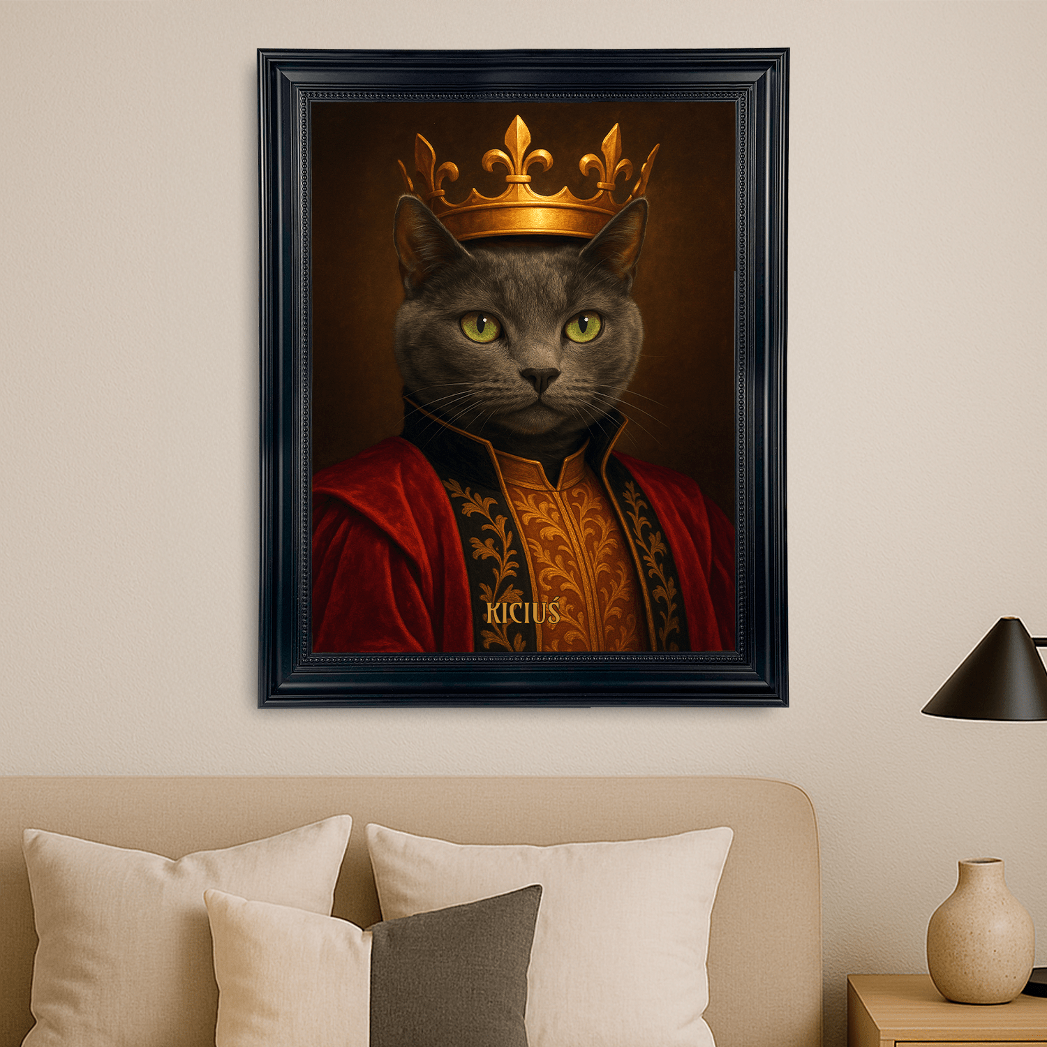 Kot władca w koronie - portret na płótnie dla miłośnika kotów - StwórzPrezent.pl