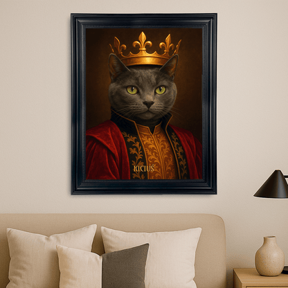 Kot władca w koronie - portret na płótnie dla miłośnika kotów - StwórzPrezent.pl