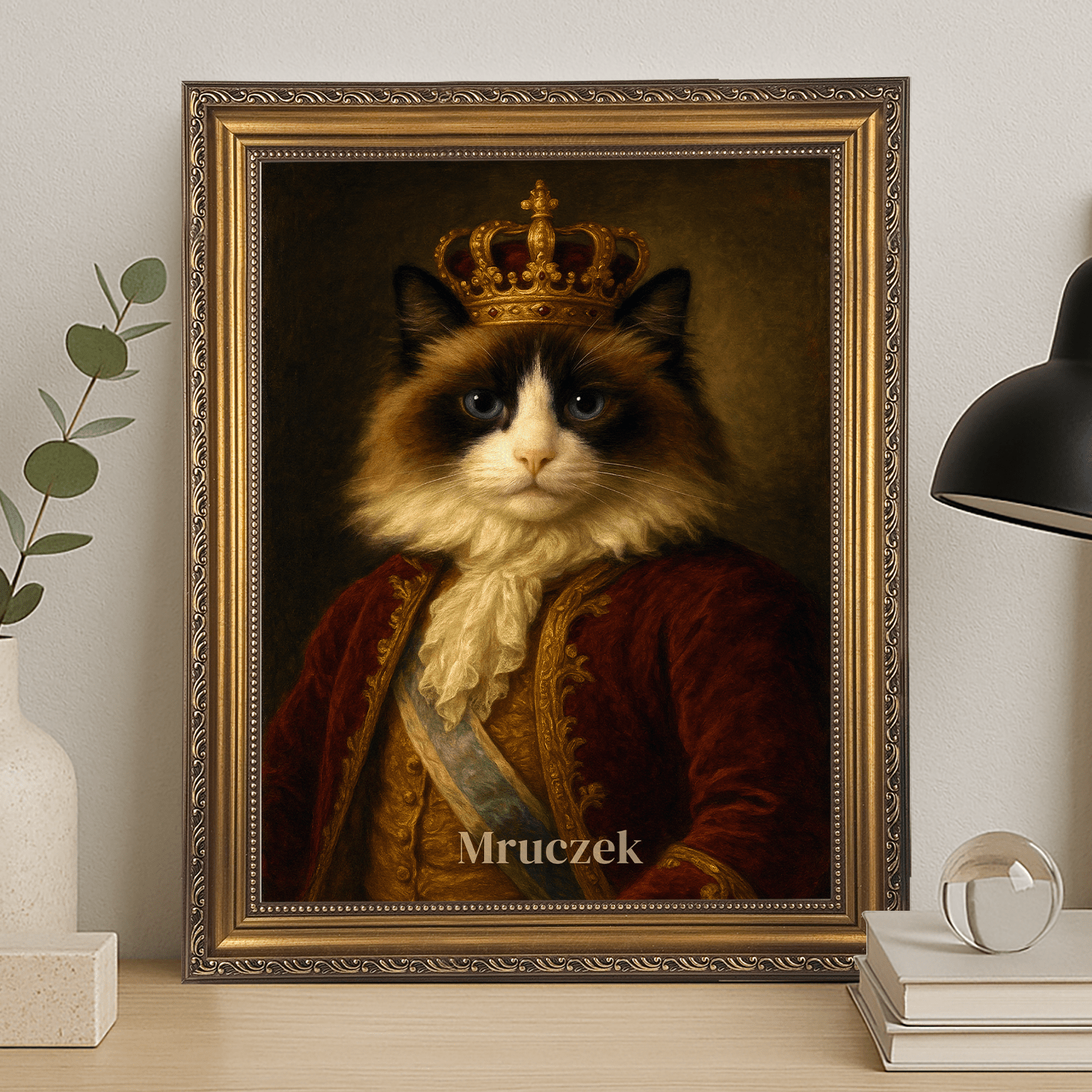 Królewski kotek - portret na płótnie dla miłośnika kotów - StwórzPrezent.pl