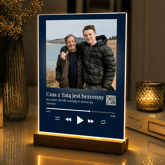 Lampka LED „Bezcenny czas z Tatą” na szkle akrylowym - StwórzPrezent.pl