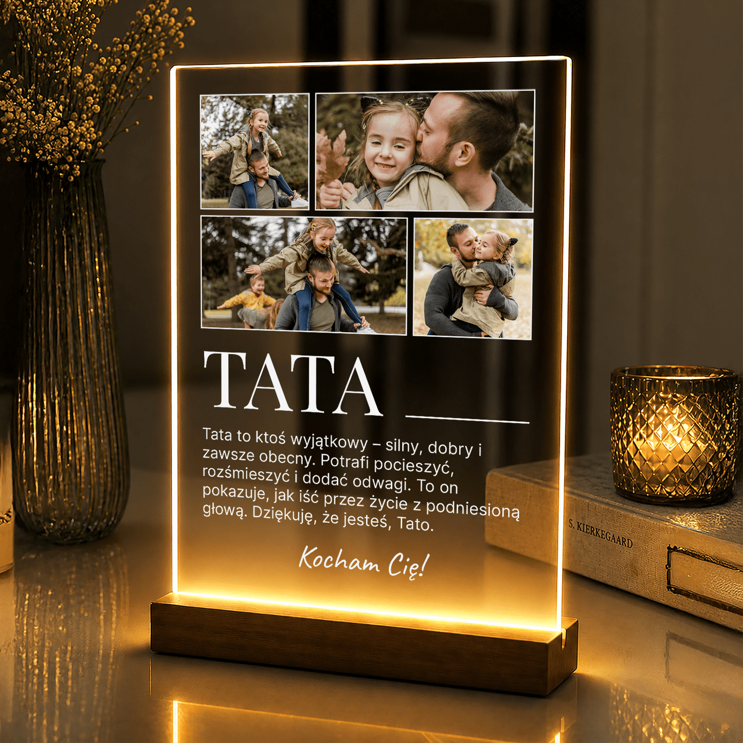 Lampka LED „Definicja słowa Tata” na szkle akrylowym - StwórzPrezent.pl