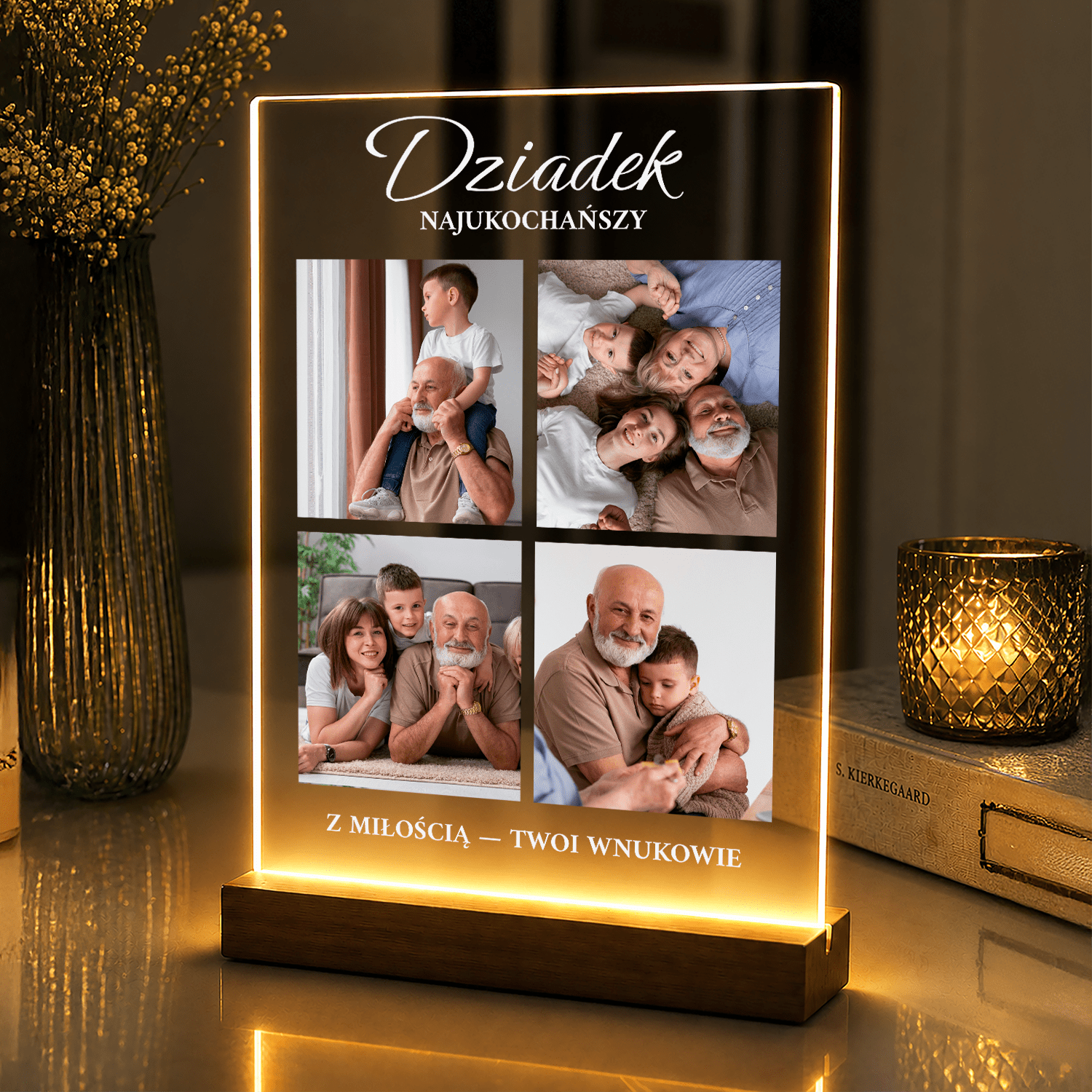 Lampka LED dla Dziadka – najukochańszy fotokolaż na szkle akrylowym - StwórzPrezent.pl