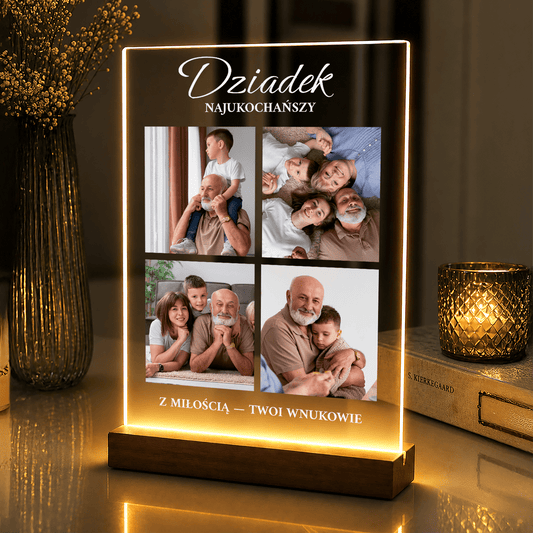 Lampka LED dla Dziadka – najukochańszy fotokolaż na szkle akrylowym - StwórzPrezent.pl