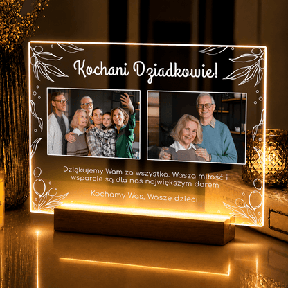 Lampka LED dla Dziadków – zdjęcia i tekst na szkle akrylowym z podświetleniem - StwórzPrezent.pl