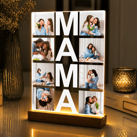 Lampka LED dla Mamy – fotokolaż na szkle akrylowym z podświetleniem - StwórzPrezent.pl