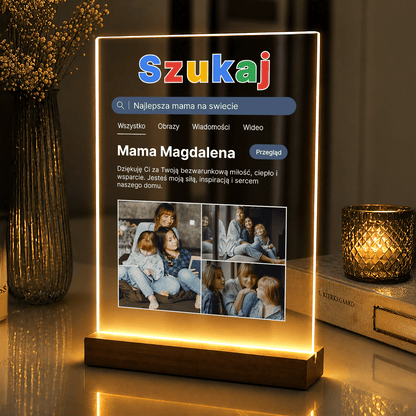Lampka LED dla Mamy – zdjęcia na szkle akrylowym z podświetleniem - StwórzPrezent.pl