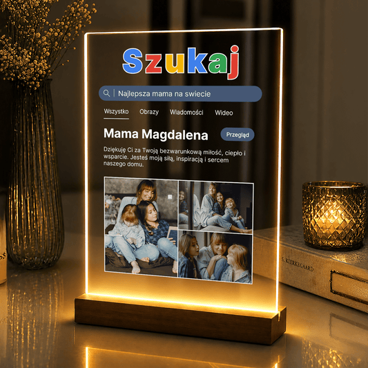 Lampka LED dla Mamy – zdjęcia na szkle akrylowym z podświetleniem - StwórzPrezent.pl