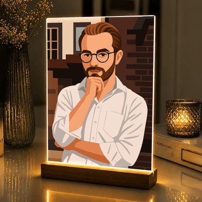 Lampka LED dla Niego – portret w stylu graficznym na szkle akrylowym - StwórzPrezent.pl