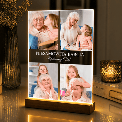Lampka LED dla Niesamowitej Babci – zdjęcia na szkle akrylowym z podświetleniem - StwórzPrezent.pl