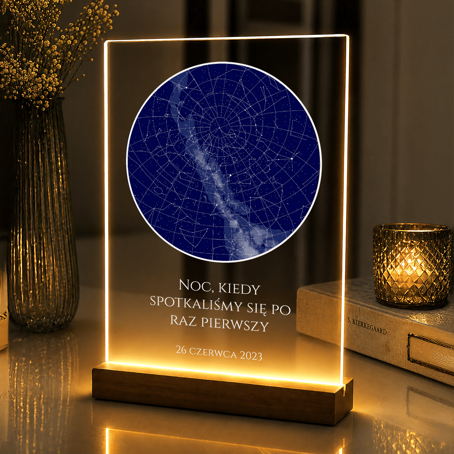 Lampka LED dla pary – mapa gwiazd na szkle akrylowym - StwórzPrezent.pl