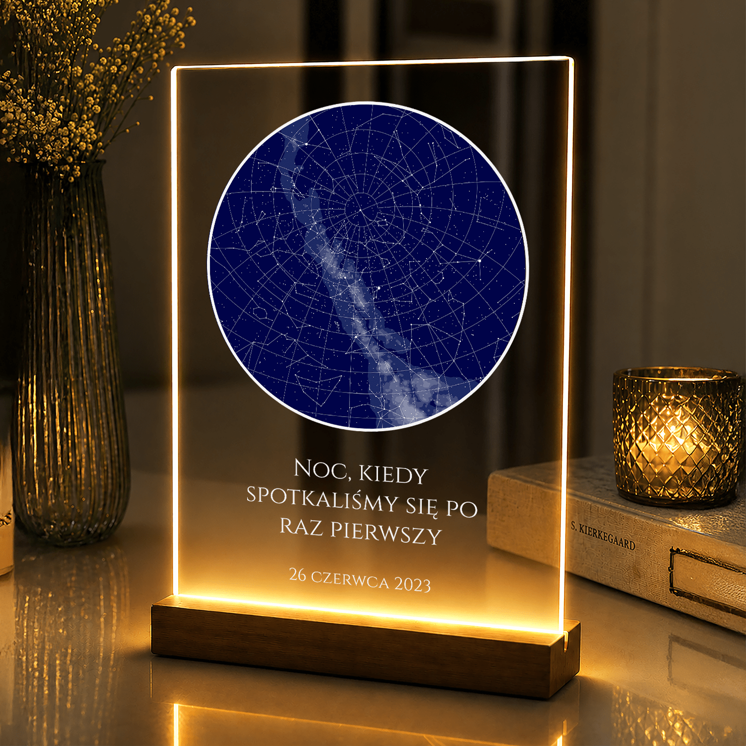 Lampka LED dla pary – mapa gwiazd na szkle akrylowym - StwórzPrezent.pl