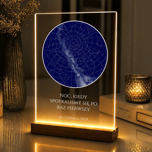 Lampka LED dla pary – mapa gwiazd na szkle akrylowym - StwórzPrezent.pl