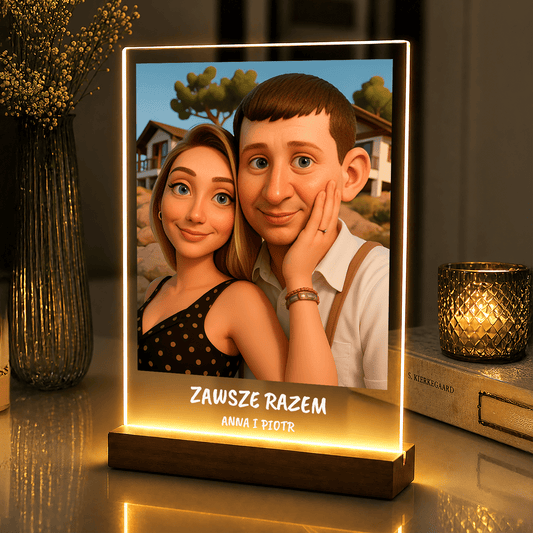 Lampka LED dla Pary – portret animowany na szkle akrylowym - StwórzPrezent.pl