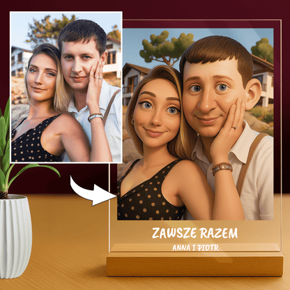 Lampka LED dla Pary – portret animowany na szkle akrylowym - StwórzPrezent.pl