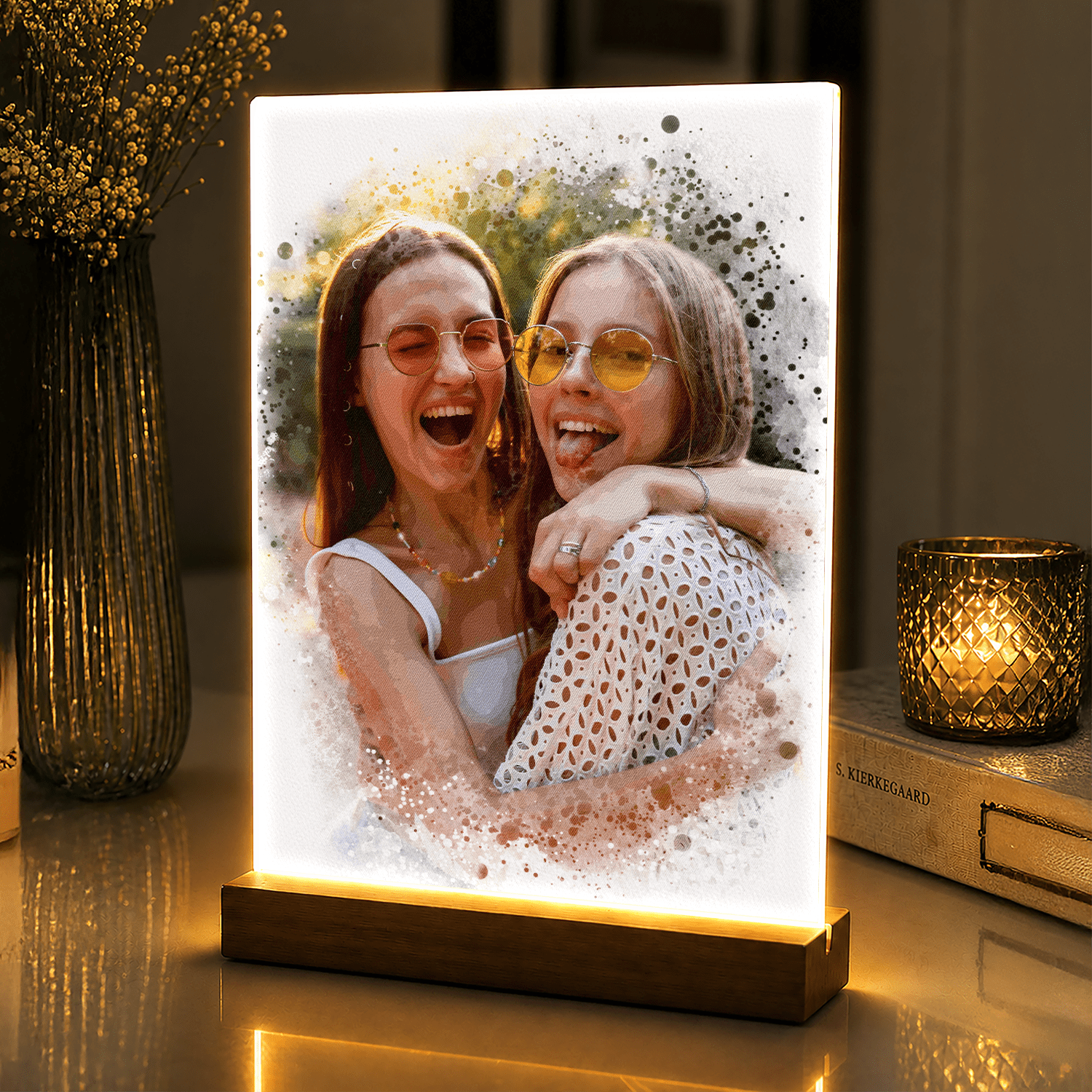 Lampka LED dla przyjaciółki – dwie przyjaciółki na szkle akrylowym - StwórzPrezent.pl