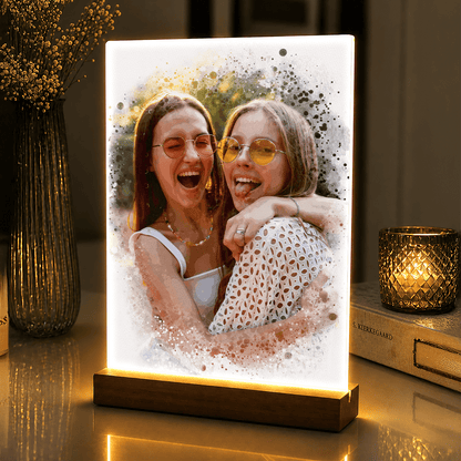 Lampka LED dla przyjaciółki – dwie przyjaciółki na szkle akrylowym - StwórzPrezent.pl