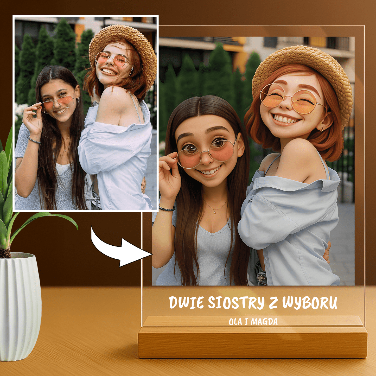 Lampka LED dla Przyjaciółki – siostry z wyboru na szkle akrylowym - StwórzPrezent.pl