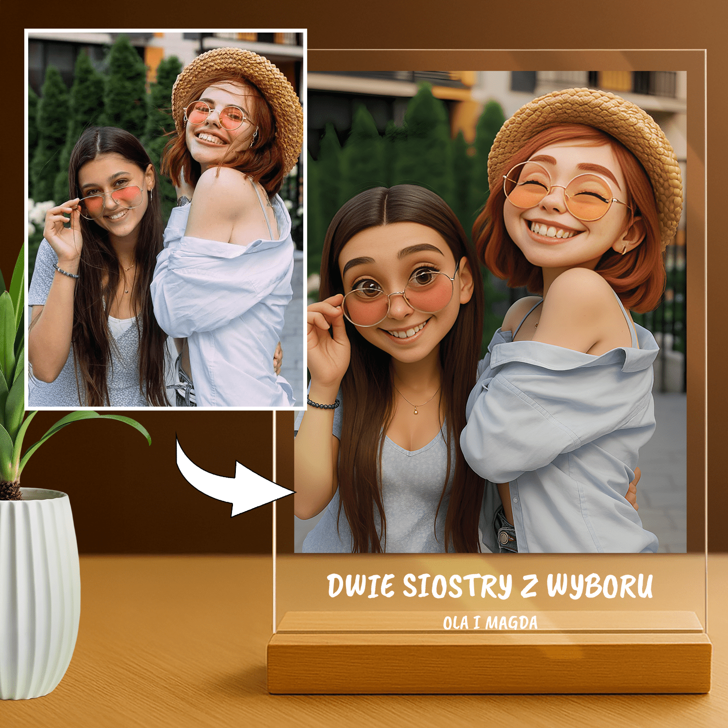 Lampka LED dla Przyjaciółki – siostry z wyboru na szkle akrylowym - StwórzPrezent.pl