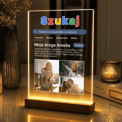 Lampka LED dla Przyjaciółki – zdjęcia na szkle akrylowym z dedykacją - StwórzPrezent.pl