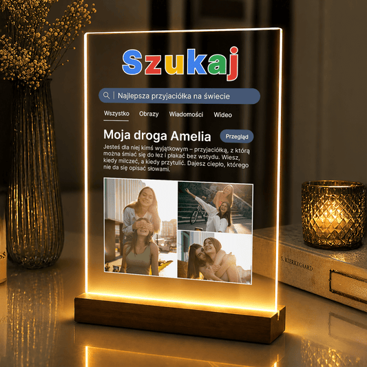 Lampka LED dla Przyjaciółki – zdjęcia na szkle akrylowym z dedykacją - StwórzPrezent.pl