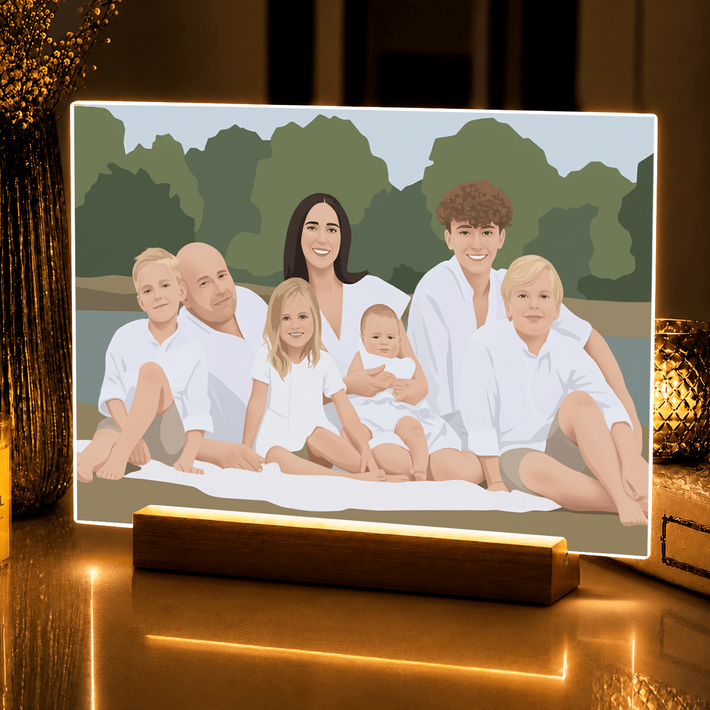 Lampka LED dla Rodziców – rodzinny portret na szkle akrylowym - StwórzPrezent.pl