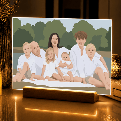 Lampka LED dla Rodziców – rodzinny portret na szkle akrylowym - StwórzPrezent.pl