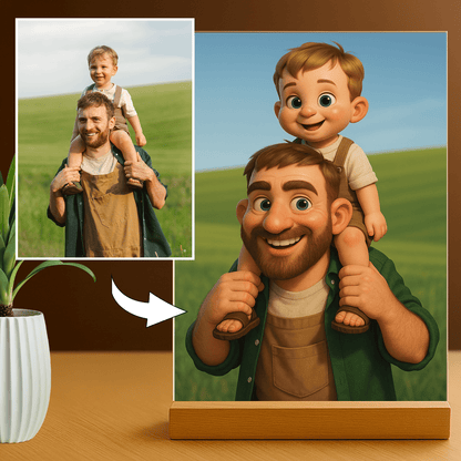 Lampka LED dla Taty – rodzinna bajka na szkle akrylowym - StwórzPrezent.pl