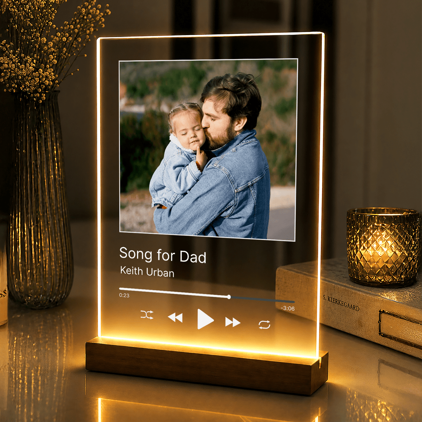 Lampka LED dla Taty ze zdjęciem i piosenką na szkle akrylowym - StwórzPrezent.pl