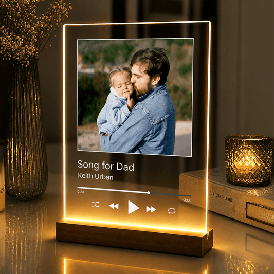 Lampka LED dla Taty ze zdjęciem i piosenką na szkle akrylowym - StwórzPrezent.pl