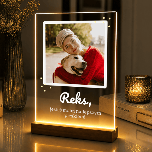 Lampka LED dla właściciela psa – zdjęcie pupila na szkle akrylowym - StwórzPrezent.pl