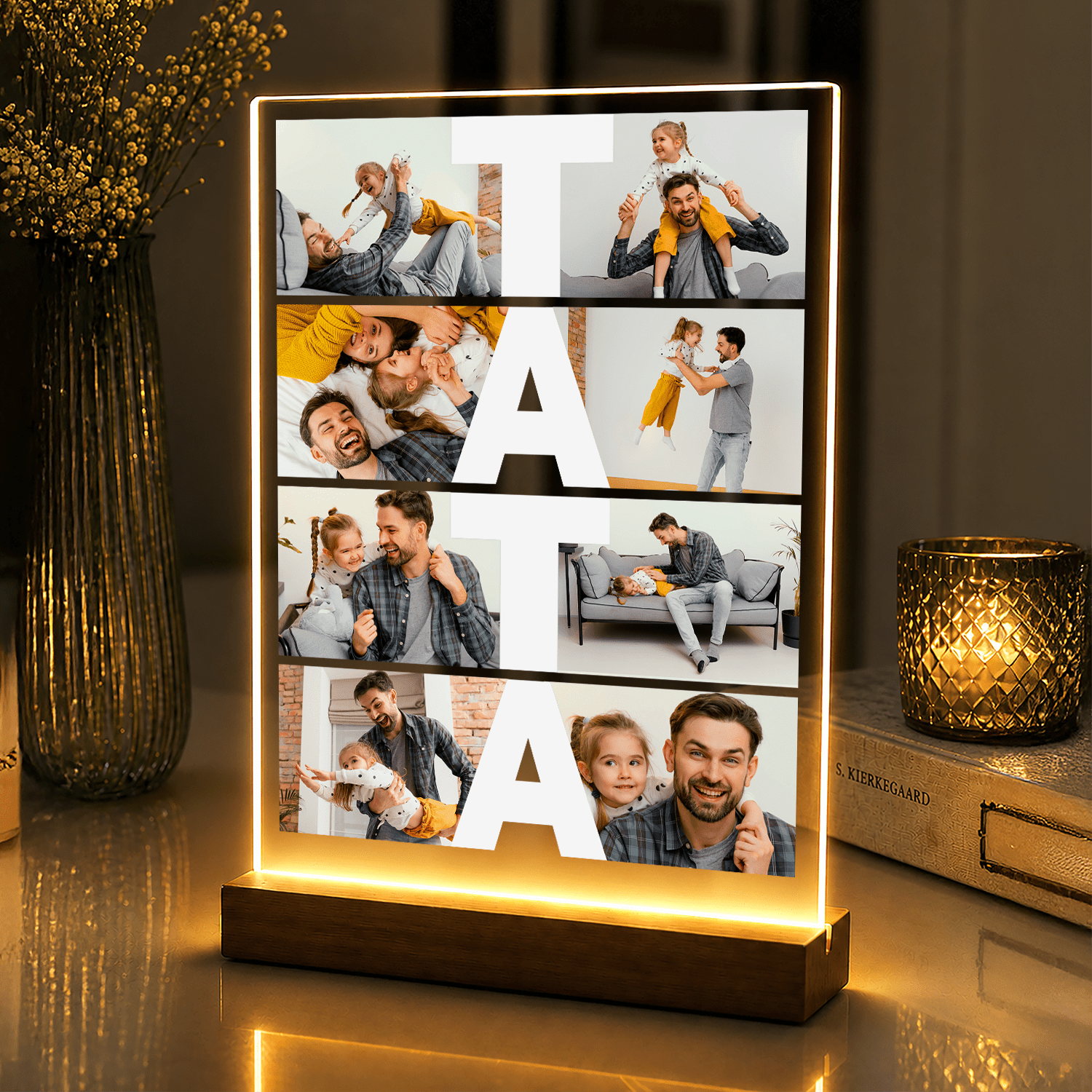 Lampka LED – fotokolaż 8 zdjęć z Tatą na szkle akrylowym - StwórzPrezent.pl