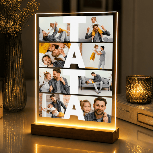 Lampka LED – fotokolaż 8 zdjęć z Tatą na szkle akrylowym - StwórzPrezent.pl
