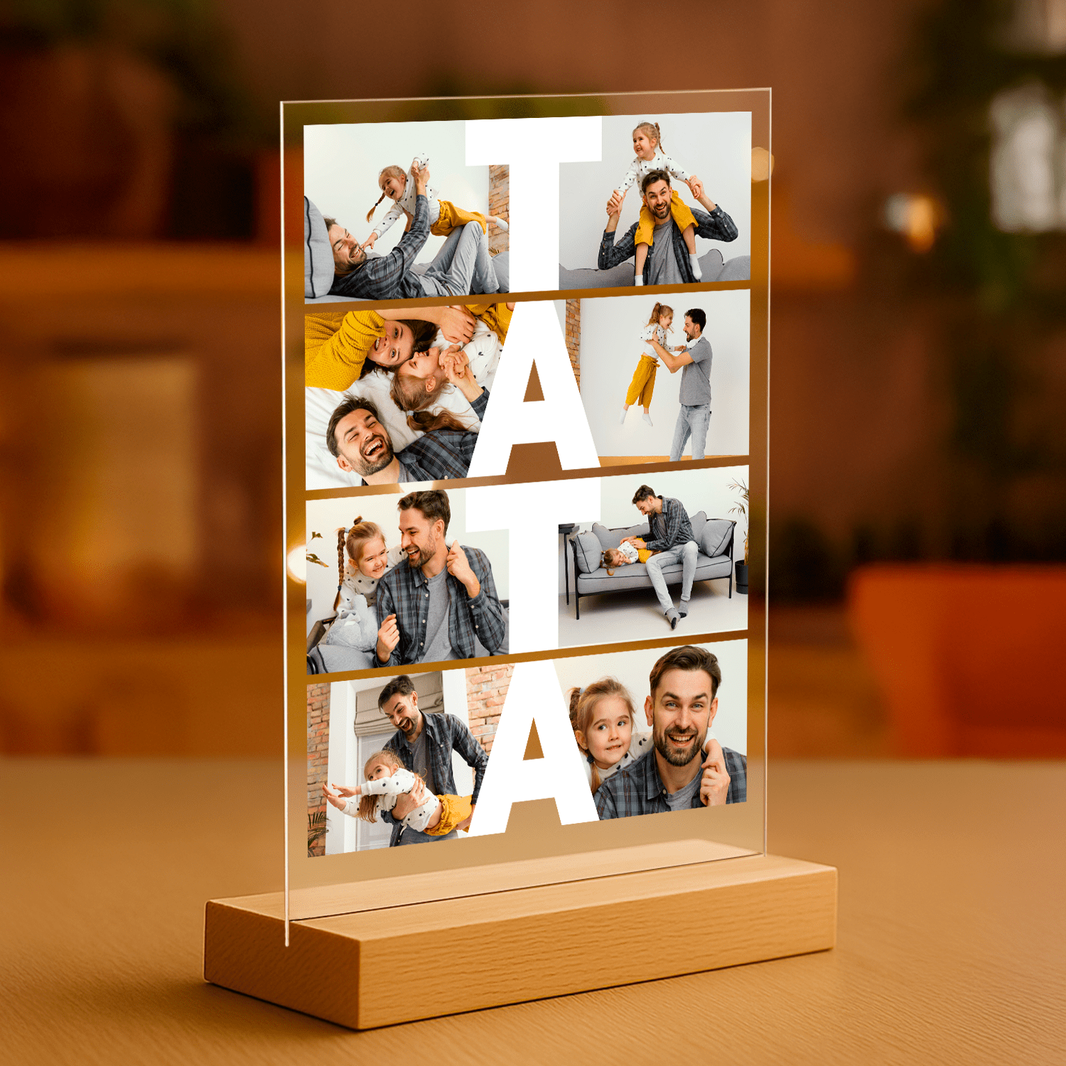 Lampka LED – fotokolaż 8 zdjęć z Tatą na szkle akrylowym - StwórzPrezent.pl