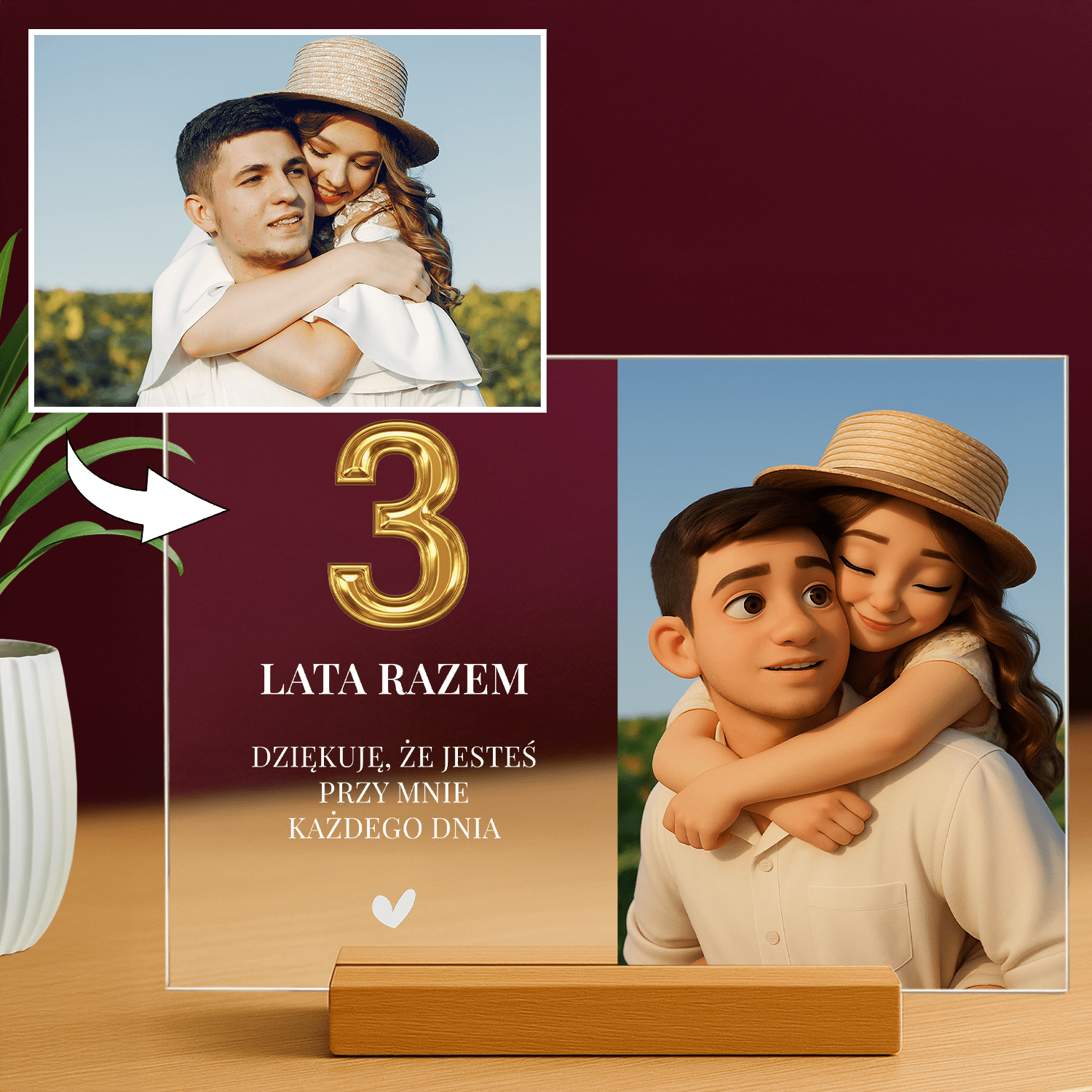 Lampka LED na 3. rocznicę – wasze zdjęcia na szkle akrylowym - StwórzPrezent.pl