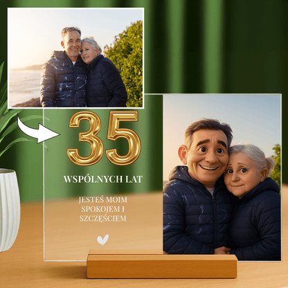 Lampka LED na 35. rocznicę ślubu – zdjęcia na szkle akrylowym - StwórzPrezent.pl