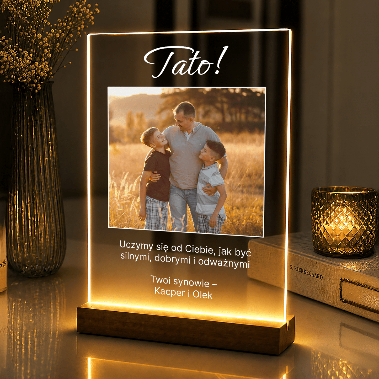 Lampka LED Tato! – personalizowane zdjęcia na szkle akrylowym - StwórzPrezent.pl