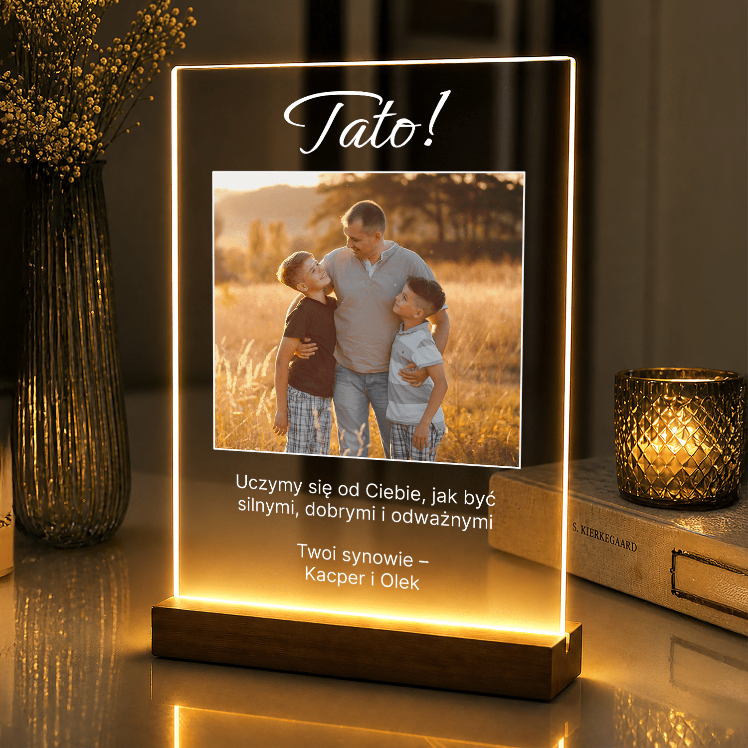 Lampka LED Tato! – personalizowane zdjęcia na szkle akrylowym - StwórzPrezent.pl