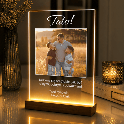 Lampka LED Tato! – personalizowane zdjęcia na szkle akrylowym - StwórzPrezent.pl