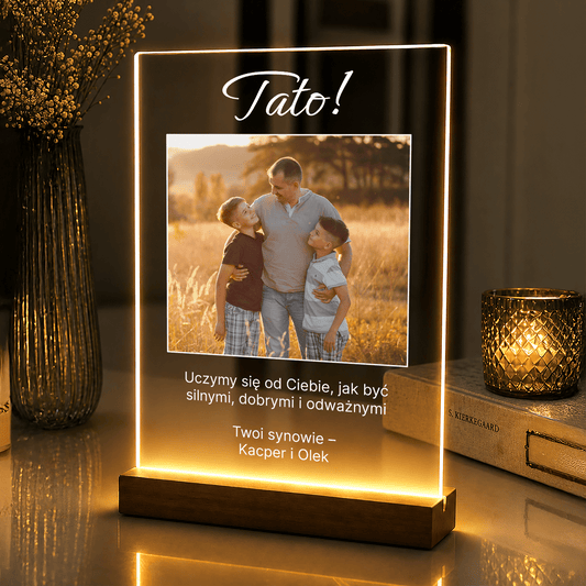 Lampka LED Tato! – personalizowane zdjęcia na szkle akrylowym - StwórzPrezent.pl