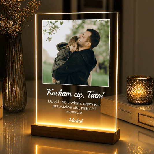 Lampka LED z podziękowaniem dla Taty na szkle akrylowym - StwórzPrezent.pl