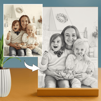 Lampka LED ze zdjęciem jako szkic na szkle akrylowym - StwórzPrezent.pl