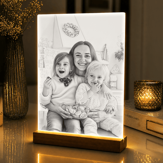 Lampka LED ze zdjęciem jako szkic na szkle akrylowym - StwórzPrezent.pl