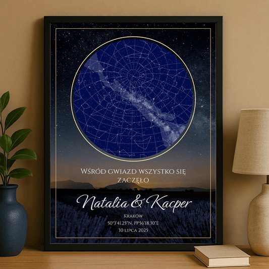 Mapa gwiazd na rocznicę - plakat personalizowany dla pary - StwórzPrezent.pl
