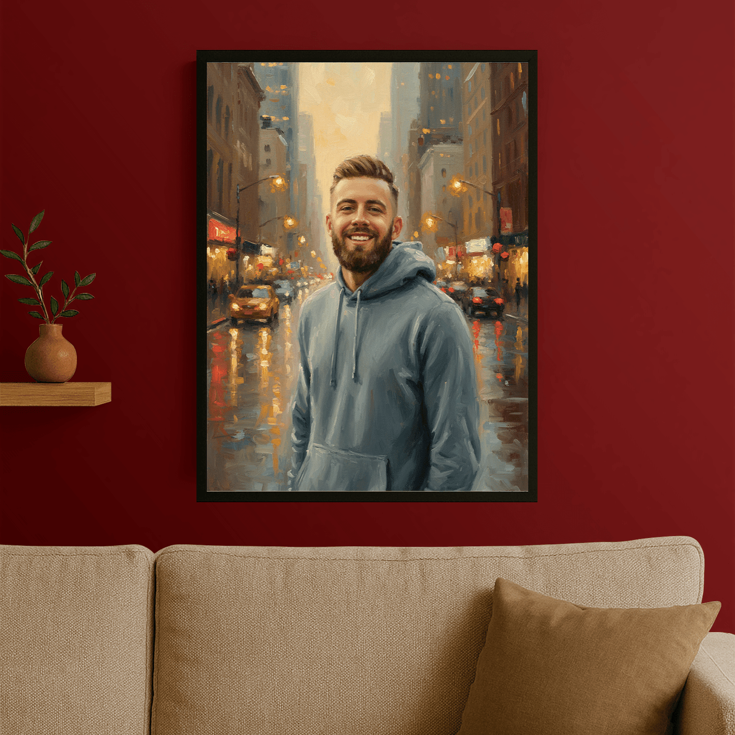 Mężczyzna na tle miasta - portret na plakacie dla niego - StwórzPrezent.pl