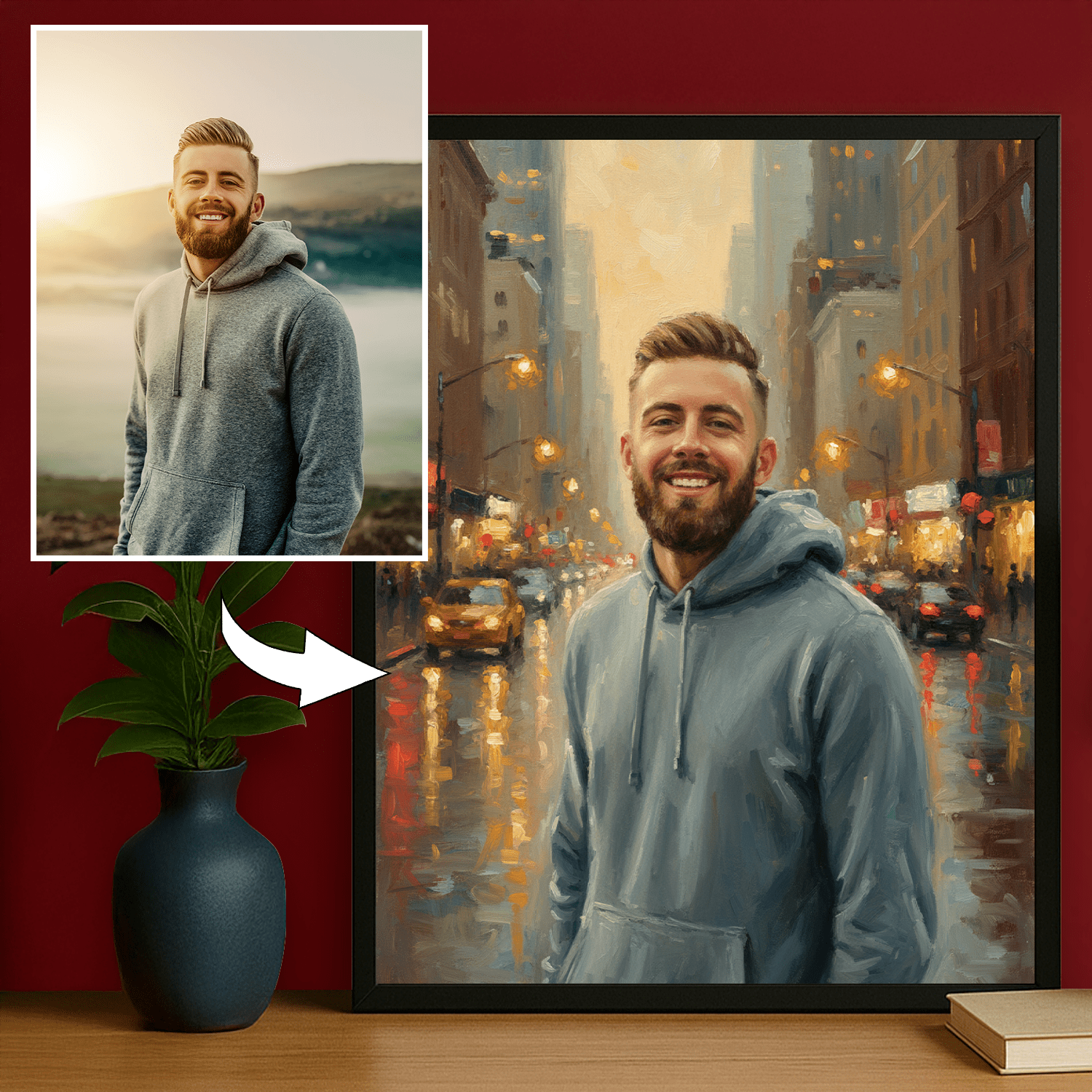 Mężczyzna na tle miasta - portret na plakacie dla niego - StwórzPrezent.pl