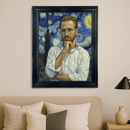 Mężczyzna na tle nocnego nieba - portret na płótnie dla niego - StwórzPrezent.pl