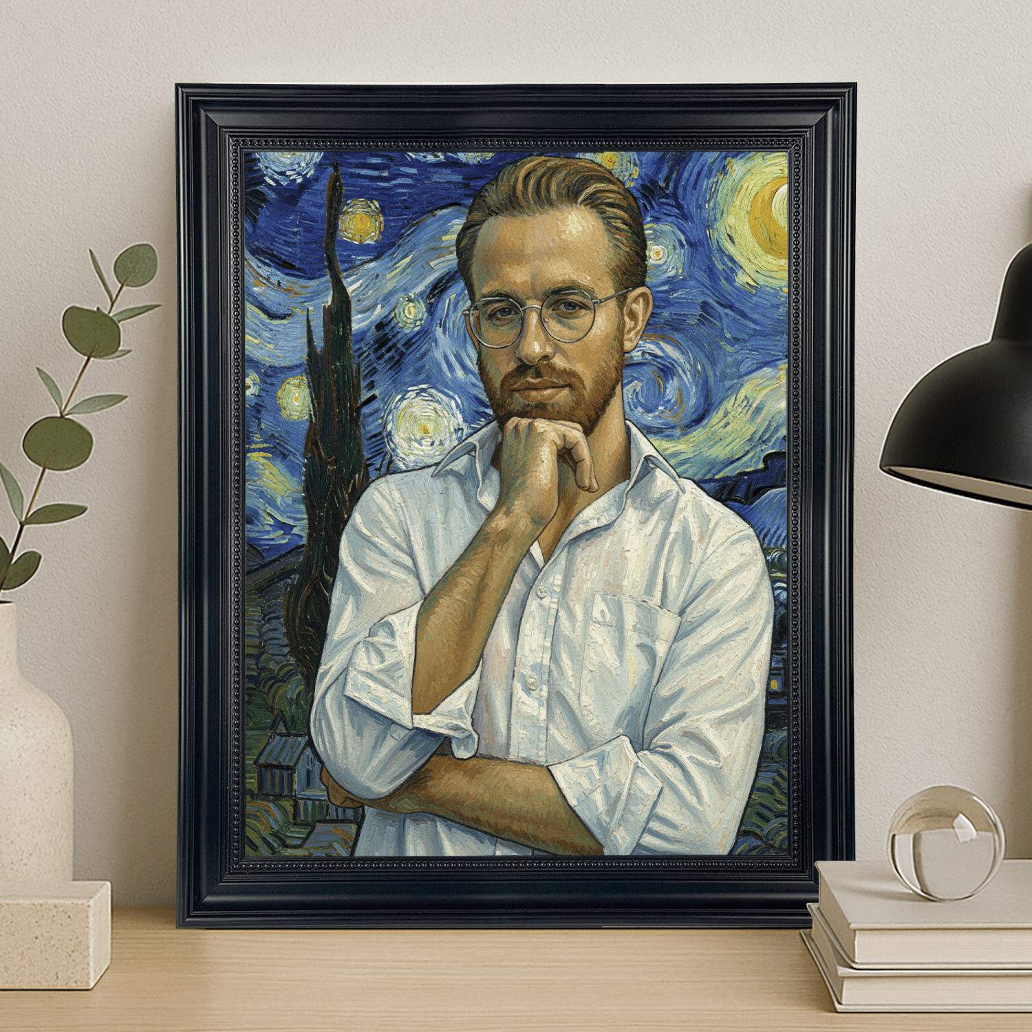 Mężczyzna na tle nocnego nieba - portret na płótnie dla niego - StwórzPrezent.pl