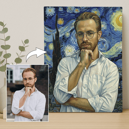 Mężczyzna na tle nocnego nieba - portret na płótnie dla niego - StwórzPrezent.pl